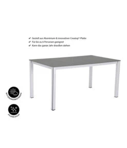 MWH Loft-Tisch Elements, Ca. B160/H74/T90 Cm -Moderne Garten Mobel Geschaft 1897149 WE IG 001 ElementsTisch160x90x74cmSilberNEU