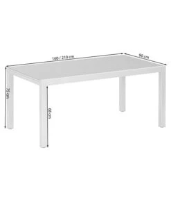 Dehner Ausziehtisch Chicago, Ca. B160-210/H74/T90 Cm -Moderne Garten Mobel Geschaft 4210381 WE DE 002 SkizzeTischChicago