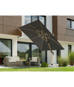 Schneider Ampelschirm Rhodos Twist Woody, Anthrazit, Rechteckig, Ca. B300/T360 Cm -Moderne Garten Mobel Geschaft 4355640 WE MO 001 RhodosTwistWoody