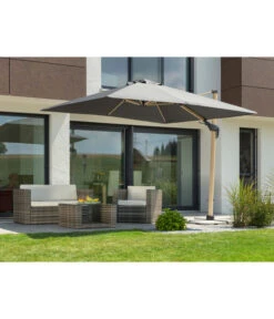 Schneider Ampelschirm Rhodos Twist Woody, Anthrazit, Rechteckig, Ca. B300/T360 Cm -Moderne Garten Mobel Geschaft 4355640 WE MO 002 RhodosTwistWoody