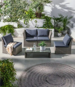 Dehner Geflecht-Lounge Rom, 4-teilig -Moderne Garten Mobel Geschaft 4407334 WE MO 001 DehnerGeflechtLoungeRomNEU