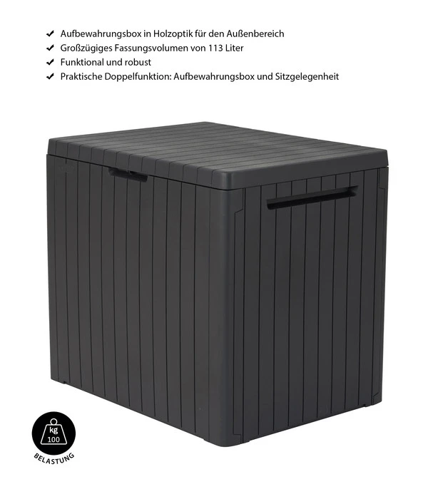 Keter Aufbewahrungsbox City Box, 113 Liter, Ca. B41,6/H51,6/T57 Cm 6 Keter Aufbewahrungsbox City Box, 113 Liter, Ca. B41,6/H51,6/T57 Cm – Bild 4