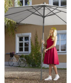 Dehner Schirm Milos, Rund, Ca. Ø294 Cm -Moderne Garten Mobel Geschaft 6702864 WE MO 001 SchirmMilosHellgrauNeu