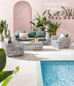 Dehner Flechtlounge Bali, 4-teilig -Moderne Garten Mobel Geschaft 6705305 WE MO 001 LoungeBaliNEU