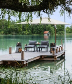 Dehner Ampelschirm Zypern, Holzoptik, Quadratisch, Ca. B300/T300 Cm -Moderne Garten Mobel Geschaft 6865422 WE MO 001 AmpelschirmZypernbeige