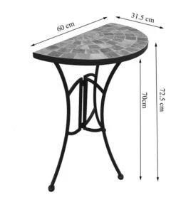 Dehner Mosaiktisch Grazia Halbrund, Ca. B60/H72,5/T31,5 Cm -Moderne Garten Mobel Geschaft 6875132 WE DE 001 TischhalbrundGraziaSkizze