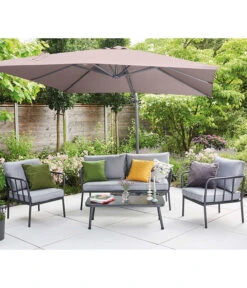 Siena Garden Ampelschirm California N+, Quadratisch, Ca. B250/T250 Cm -Moderne Garten Mobel Geschaft 6987945 WE MO 001 SienaGardenAmpelschirm250x250cmTaupe